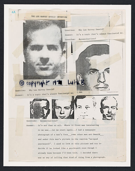 The Lee Harvey Oswald Interview, Lutz Bacher (American, died 2019), Photocopies, typescript, tape, and ink