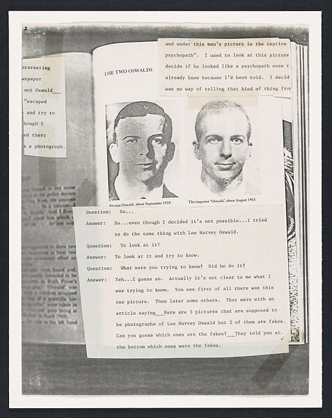 The Lee Harvey Oswald Interview, Lutz Bacher (American, died 2019), Photocopies, typescript, tape, and ink