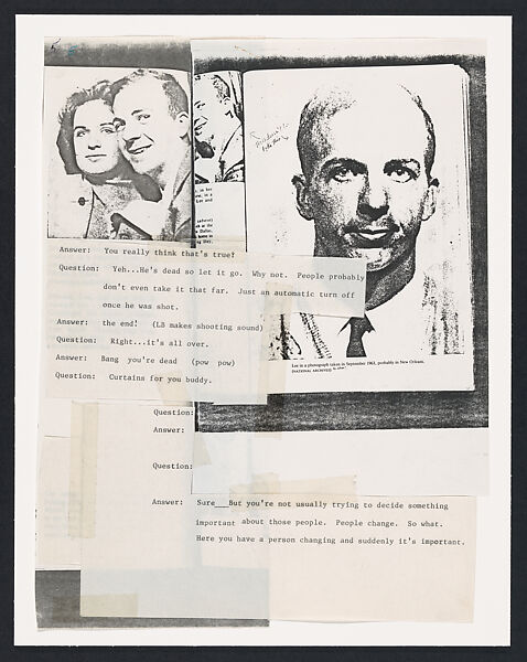 The Lee Harvey Oswald Interview, Lutz Bacher (American, died 2019), Photocopies, typescript, tape, and ink