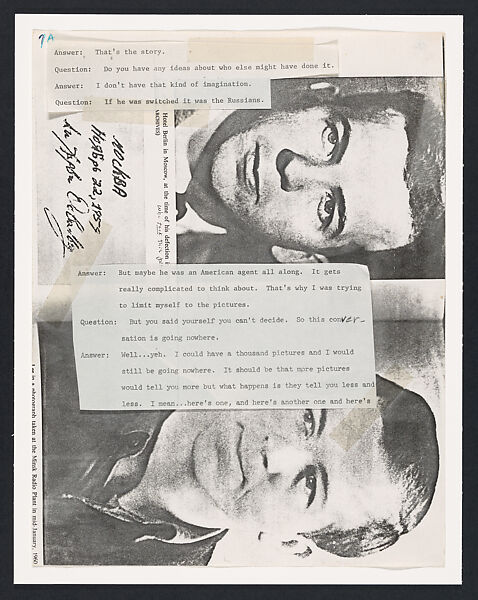 The Lee Harvey Oswald Interview, Lutz Bacher (American, died 2019), Photocopies, typescript, tape, and ink