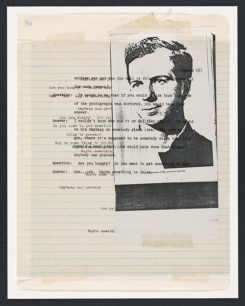 The Lee Harvey Oswald Interview, Lutz Bacher (American, died 2019), Photocopies, typescript, tape, and ink