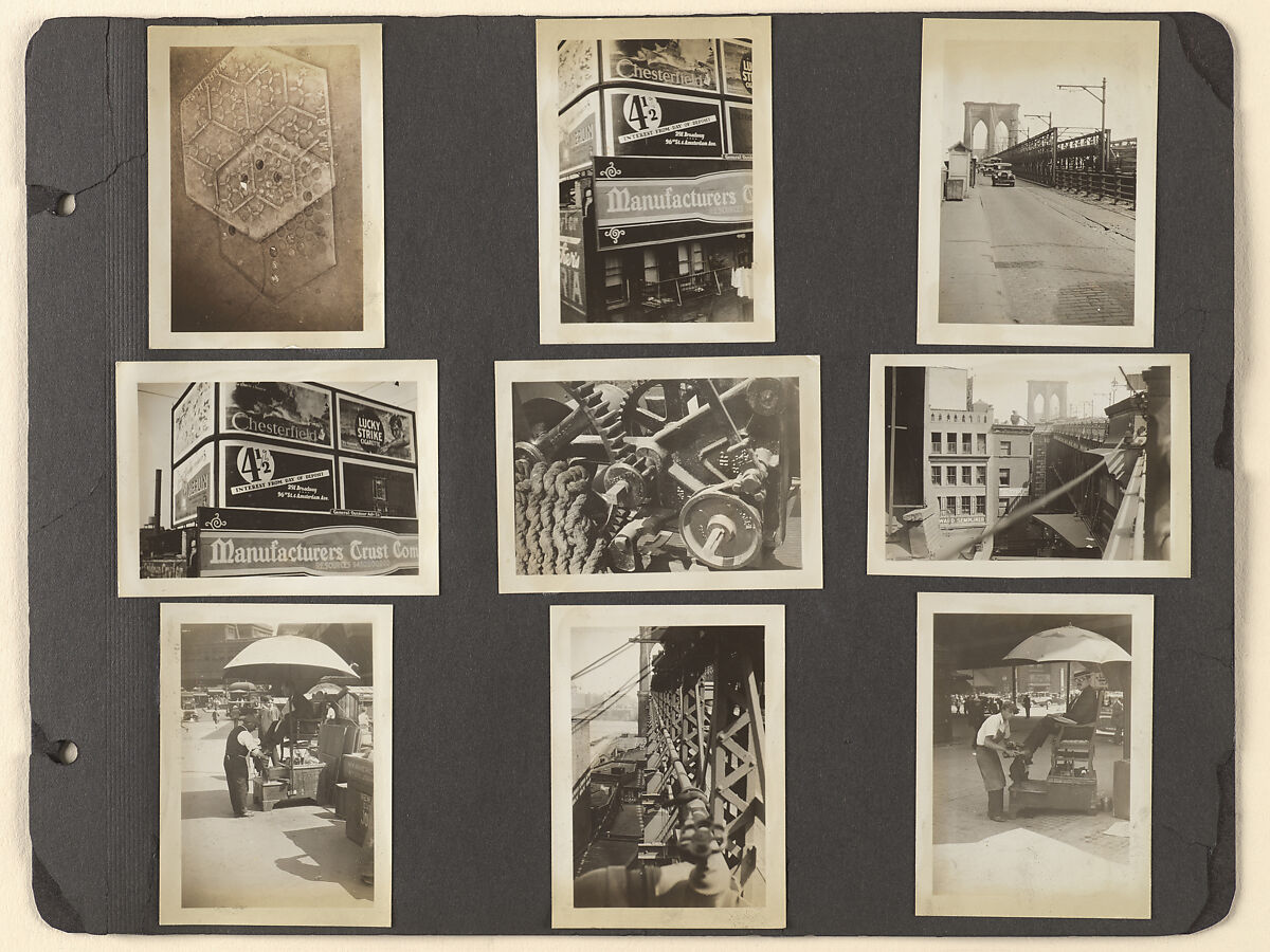[Album Page: City Hall Park and Brooklyn Bridge Vicinity, Manhattan], Berenice Abbott  American, Gelatin silver prints