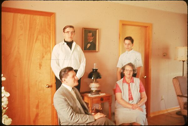 [18 Group Portraits of Unidentified Family in Domestic Interior for Time-Life Assignment, "The Gateway States"], Walker Evans (American, St. Louis, Missouri 1903–1975 New Haven, Connecticut), Color film transparency