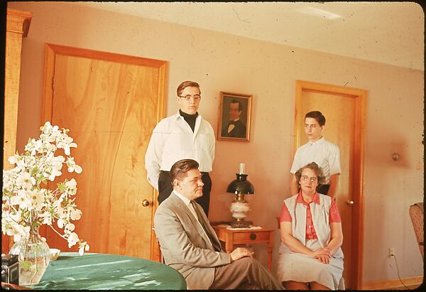 [18 Group Portraits of Unidentified Family in Domestic Interior for Time-Life Assignment, "The Gateway States"], Walker Evans (American, St. Louis, Missouri 1903–1975 New Haven, Connecticut), Color film transparency