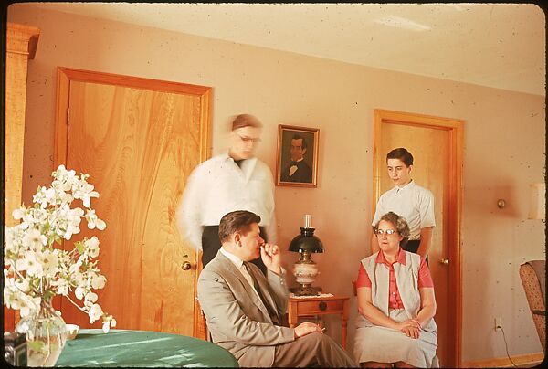 [18 Group Portraits of Unidentified Family in Domestic Interior for Time-Life Assignment, "The Gateway States"], Walker Evans (American, St. Louis, Missouri 1903–1975 New Haven, Connecticut), Color film transparency