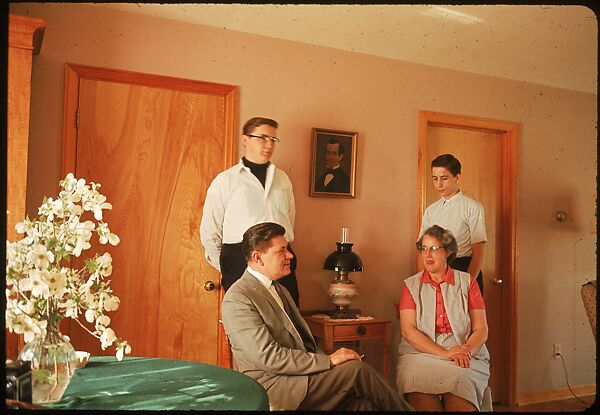 [18 Group Portraits of Unidentified Family in Domestic Interior for Time-Life Assignment, "The Gateway States"], Walker Evans (American, St. Louis, Missouri 1903–1975 New Haven, Connecticut), Color film transparency