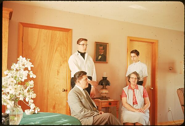 [18 Group Portraits of Unidentified Family in Domestic Interior for Time-Life Assignment, "The Gateway States"], Walker Evans (American, St. Louis, Missouri 1903–1975 New Haven, Connecticut), Color film transparency