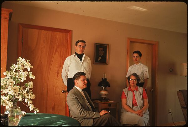 [18 Group Portraits of Unidentified Family in Domestic Interior for Time-Life Assignment, "The Gateway States"], Walker Evans (American, St. Louis, Missouri 1903–1975 New Haven, Connecticut), Color film transparency