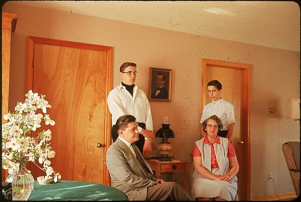 [18 Group Portraits of Unidentified Family in Domestic Interior for Time-Life Assignment, "The Gateway States"], Walker Evans (American, St. Louis, Missouri 1903–1975 New Haven, Connecticut), Color film transparency