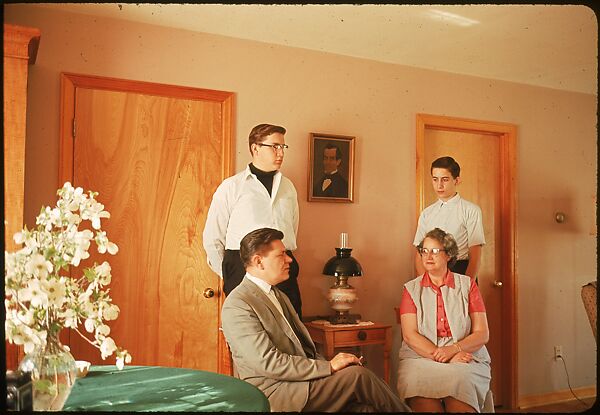 [18 Group Portraits of Unidentified Family in Domestic Interior for Time-Life Assignment, "The Gateway States"], Walker Evans (American, St. Louis, Missouri 1903–1975 New Haven, Connecticut), Color film transparency