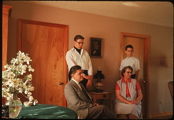 [18 Group Portraits of Unidentified Family in Domestic Interior for Time-Life Assignment, "The Gateway States"], Walker Evans (American, St. Louis, Missouri 1903–1975 New Haven, Connecticut), Color film transparency