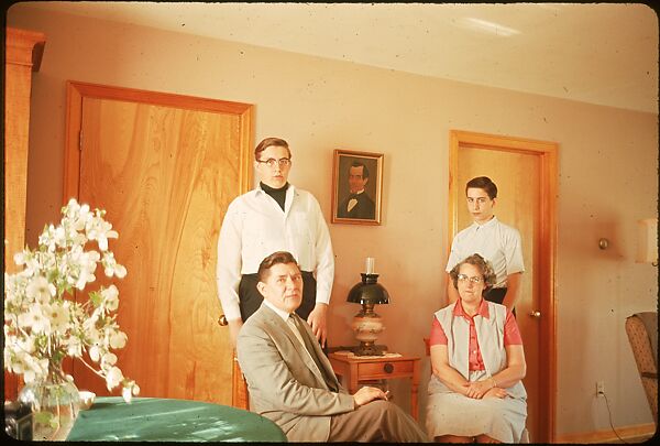 [18 Group Portraits of Unidentified Family in Domestic Interior for Time-Life Assignment, "The Gateway States"], Walker Evans (American, St. Louis, Missouri 1903–1975 New Haven, Connecticut), Color film transparency