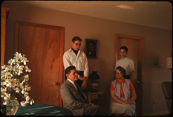 [18 Group Portraits of Unidentified Family in Domestic Interior for Time-Life Assignment, "The Gateway States"], Walker Evans (American, St. Louis, Missouri 1903–1975 New Haven, Connecticut), Color film transparency