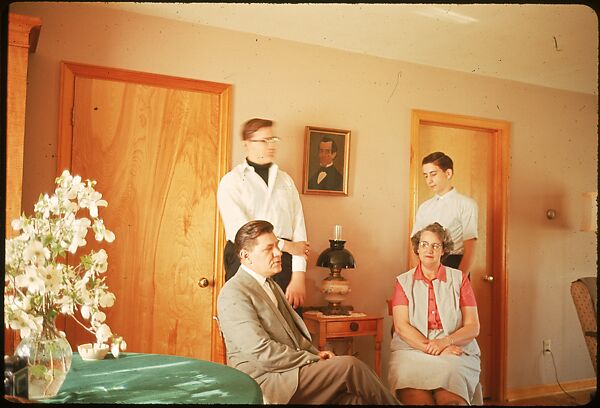 [18 Group Portraits of Unidentified Family in Domestic Interior for Time-Life Assignment, "The Gateway States"], Walker Evans (American, St. Louis, Missouri 1903–1975 New Haven, Connecticut), Color film transparency