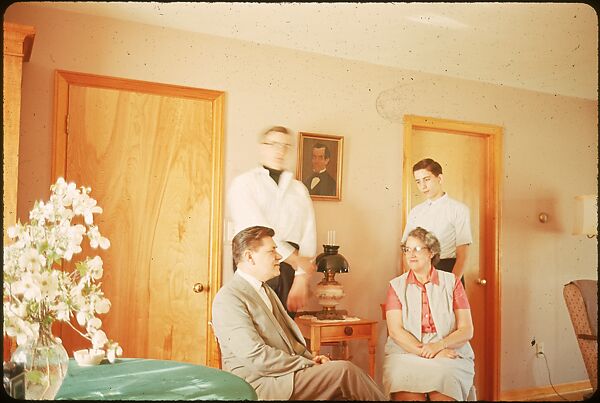 [18 Group Portraits of Unidentified Family in Domestic Interior for Time-Life Assignment, "The Gateway States"], Walker Evans (American, St. Louis, Missouri 1903–1975 New Haven, Connecticut), Color film transparency