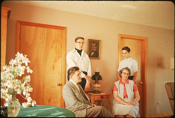 [18 Group Portraits of Unidentified Family in Domestic Interior for Time-Life Assignment, "The Gateway States"], Walker Evans (American, St. Louis, Missouri 1903–1975 New Haven, Connecticut), Color film transparency