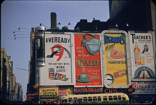 [83 Views of Billboards in Times Square, New York], Walker Evans (American, St. Louis, Missouri 1903–1975 New Haven, Connecticut), Color film transparency