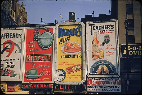 [83 Views of Billboards in Times Square, New York], Walker Evans (American, St. Louis, Missouri 1903–1975 New Haven, Connecticut), Color film transparency