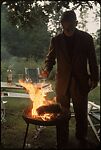 [9 Portraits of Walker Evans at Backyard Barbecue], Unknown (American), Color film transparency