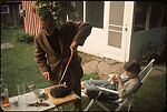 [9 Portraits of Walker Evans at Backyard Barbecue], Unknown (American), Color film transparency