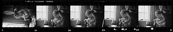 [29 Portraits of Jane Smith Evans, Walker Evans, and Young Boy, Possibly Michael Voorhees, and Views of Walker Evans's House in Old Lyme, Connecticut], Walker Evans (American, St. Louis, Missouri 1903–1975 New Haven, Connecticut), Film negative