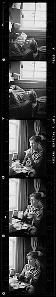 [29 Portraits of Jane Smith Evans, Walker Evans, and Young Boy, Possibly Michael Voorhees, and Views of Walker Evans's House in Old Lyme, Connecticut], Walker Evans (American, St. Louis, Missouri 1903–1975 New Haven, Connecticut), Film negative