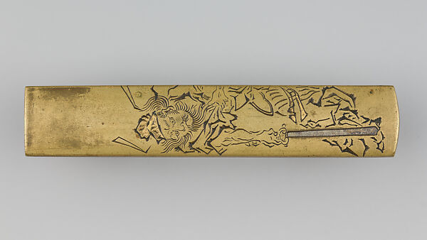 Knife Handle (Kozuka), Copper alloy (sentoku), silver, Japanese 