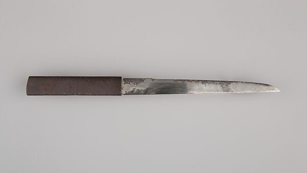 Knife Handle (Kozuka) with Blade, Iron, steel, wood, gold, Japanese