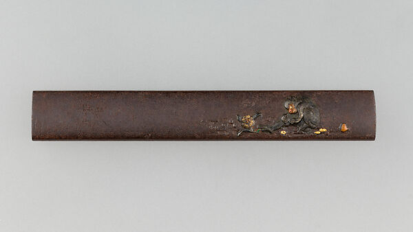 Knife Handle (Kozuka), Iron, gold, copper, copper-silver alloy (shibuichi), Japanese 