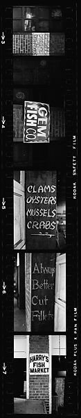 [72 Views of Signs and Shopwindows, with Studies of Men's Dress Possibly for Unpublished Fortune Portfolio "The Clothes," Vicinity Cortlandt Street, New York City], Walker Evans (American, St. Louis, Missouri 1903–1975 New Haven, Connecticut), Film negative