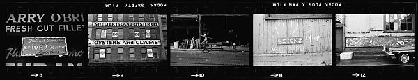[72 Views of Signs and Shopwindows, with Studies of Men's Dress Possibly for Unpublished Fortune Portfolio "The Clothes," Vicinity Cortlandt Street, New York City], Walker Evans (American, St. Louis, Missouri 1903–1975 New Haven, Connecticut), Film negative