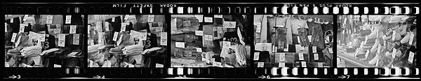 [72 Views of Signs and Shopwindows, with Studies of Men's Dress Possibly for Unpublished Fortune Portfolio "The Clothes," Vicinity Cortlandt Street, New York City], Walker Evans (American, St. Louis, Missouri 1903–1975 New Haven, Connecticut), Film negative