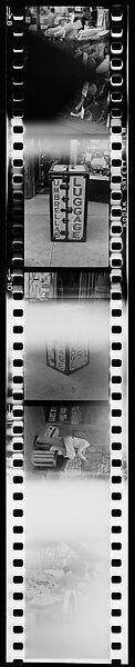 [72 Views of Signs and Shopwindows, with Studies of Men's Dress Possibly for Unpublished Fortune Portfolio "The Clothes," Vicinity Cortlandt Street, New York City], Walker Evans (American, St. Louis, Missouri 1903–1975 New Haven, Connecticut), Film negative