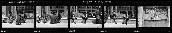 [72 Views of Signs and Shopwindows, with Studies of Men's Dress Possibly for Unpublished Fortune Portfolio "The Clothes," Vicinity Cortlandt Street, New York City], Walker Evans (American, St. Louis, Missouri 1903–1975 New Haven, Connecticut), Film negative