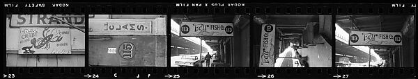 [72 Views of Signs and Shopwindows, with Studies of Men's Dress Possibly for Unpublished Fortune Portfolio "The Clothes," Vicinity Cortlandt Street, New York City], Walker Evans (American, St. Louis, Missouri 1903–1975 New Haven, Connecticut), Film negative