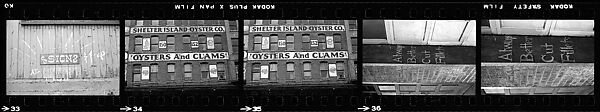 [72 Views of Signs and Shopwindows, with Studies of Men's Dress Possibly for Unpublished Fortune Portfolio "The Clothes," Vicinity Cortlandt Street, New York City], Walker Evans (American, St. Louis, Missouri 1903–1975 New Haven, Connecticut), Film negative