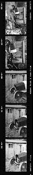 [67 Views of Junked Car and Shed and Stone Wall: "Chris Voorhees Junkyard"], Walker Evans (American, St. Louis, Missouri 1903–1975 New Haven, Connecticut), Film negative