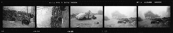 [67 Views of Junked Car and Shed and Stone Wall: "Chris Voorhees Junkyard"], Walker Evans (American, St. Louis, Missouri 1903–1975 New Haven, Connecticut), Film negative