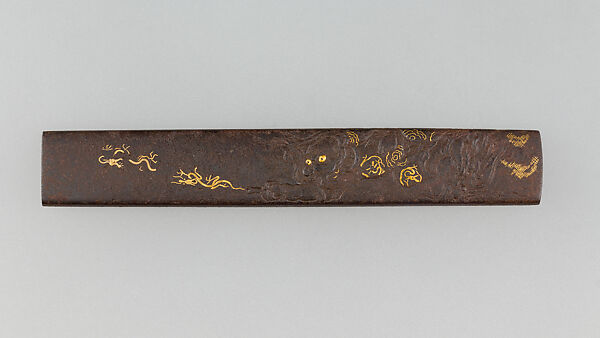 Knife Handle (Kozuka), Iron, gold, Japanese 