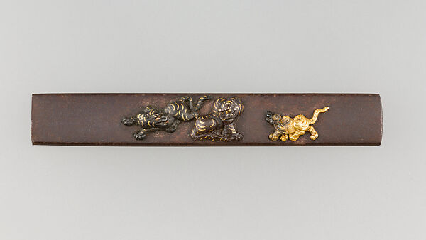 Knife Handle (Kozuka), Iron, gold, silver, Japanese 