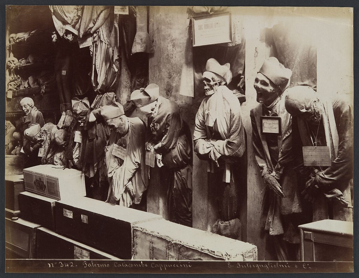 Catacombs, Convento dei Cappucini, Palermo, Eugenio Interguglielmi (Italian, Palermo 1850–1911 Palermo), Albumen silver print from glass negative 