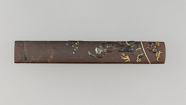 Knife Handle (Kozuka), Iron, copper-silver alloy (shibuichi), gold, silver, Japanese 