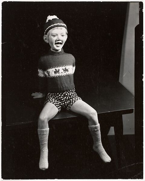 [Painted Plaster Figure of Seated Boy], Morton Bartlett (American, 1909–1992), Gelatin silver print 