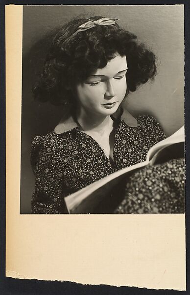 [Painted Plaster Figure of Girl Reading], Morton Bartlett (American, 1909–1992), Gelatin silver print 