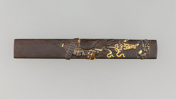 Knife Handle (Kozuka), Iron, gold, silver, Japanese 