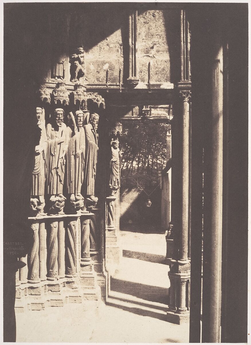 [South Portal, Chartres Cathedral], Charles Marville (French, Paris 1813–1879 Paris), Salted paper print from paper negative 