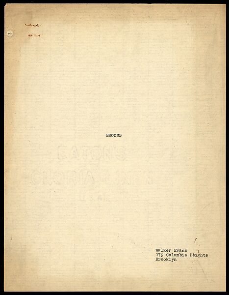 [Short Story: "Brooms"], Walker Evans (American, St. Louis, Missouri 1903–1975 New Haven, Connecticut), Ink on paper 