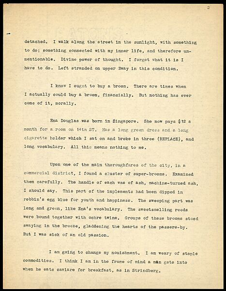 [Short Story: "Brooms"], Walker Evans (American, St. Louis, Missouri 1903–1975 New Haven, Connecticut), Ink on paper