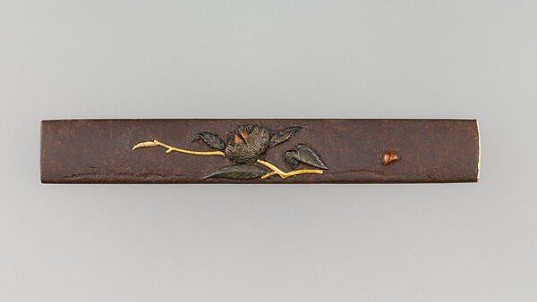 Knife Handle (Kozuka), Iron, gold, copper-silver alloy (shibuichi), copper, Japanese 