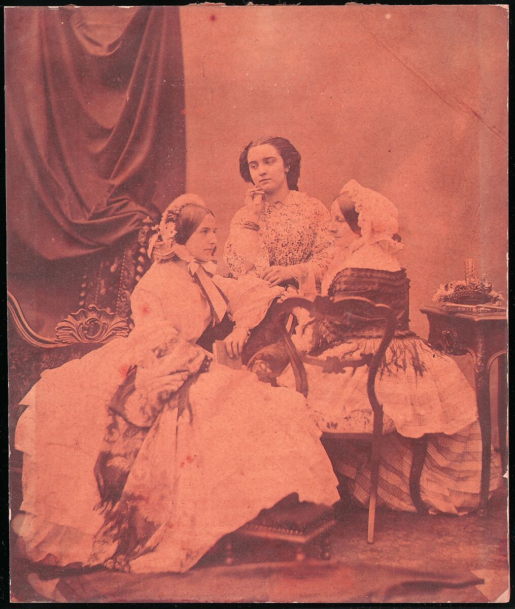 [Three Claudet Family Women Seated in Studio], Unknown, Albumen silver print from glass negative 